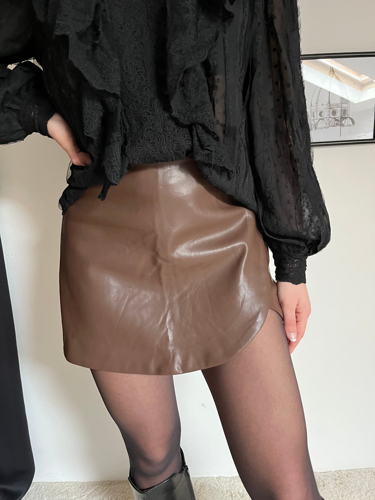 Jupe short simili cuir
