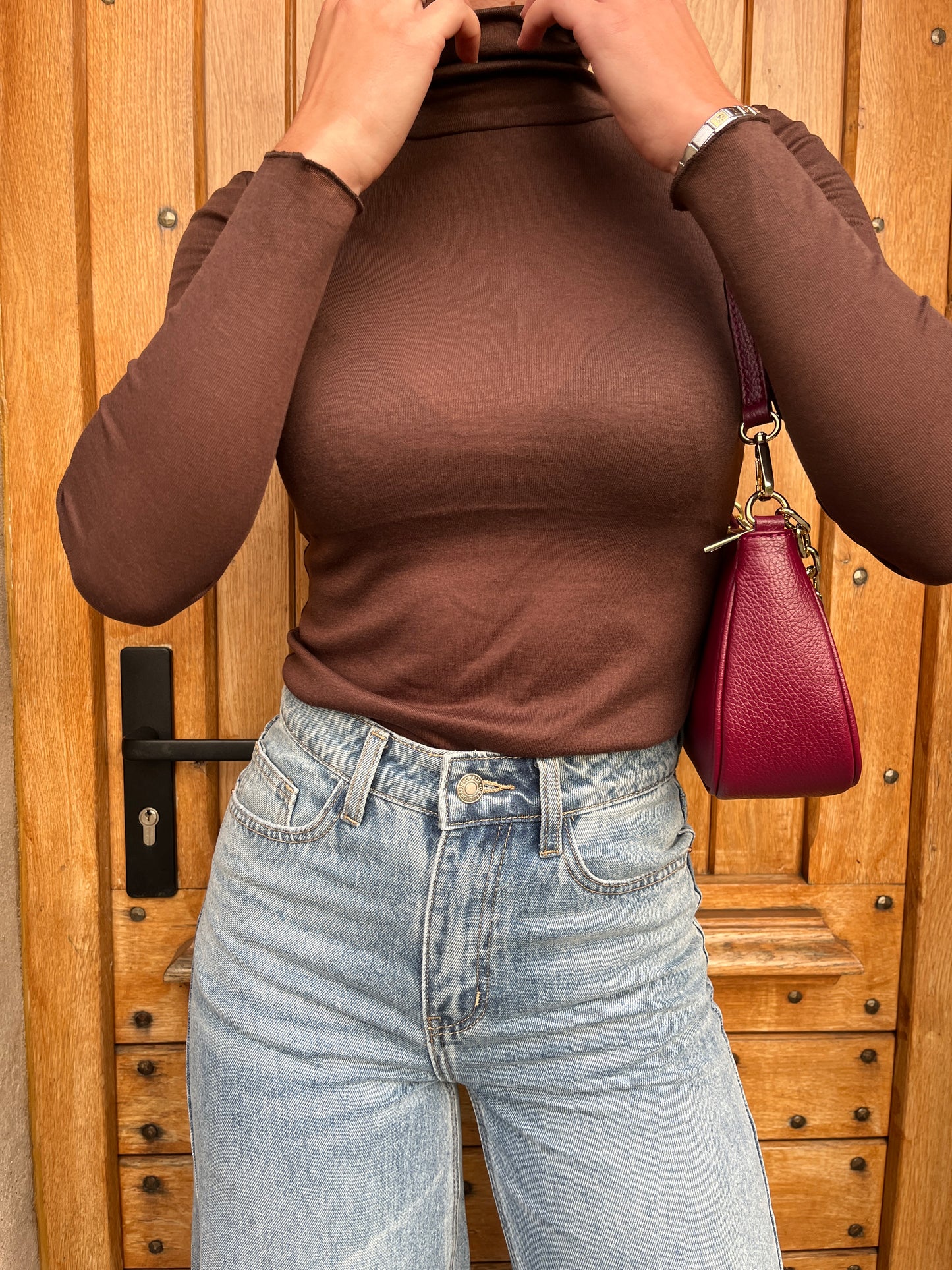 Top Col roulé Chocolat