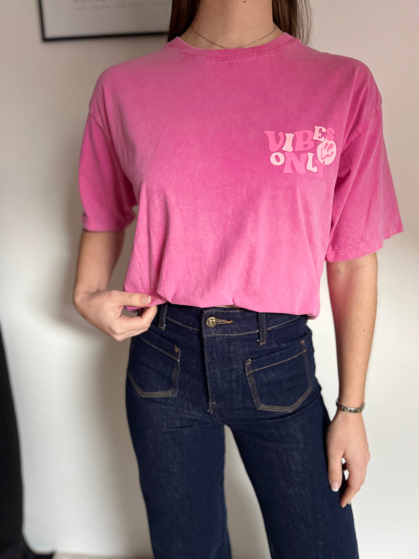 T-shirt Good Vibes fushia
