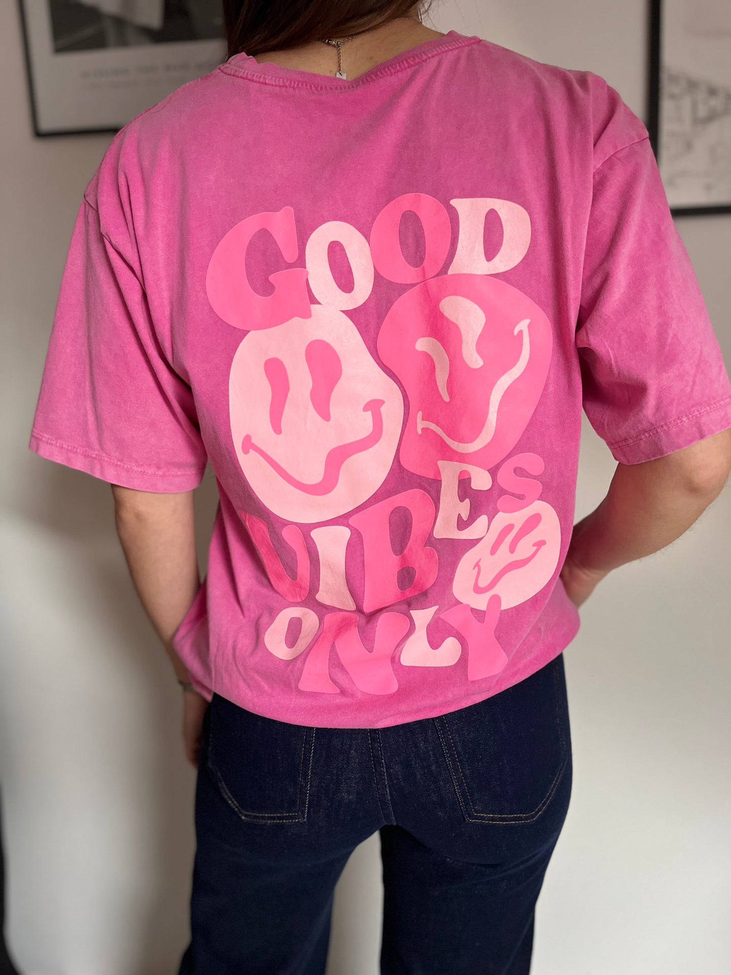 T-shirt Good Vibes fushia