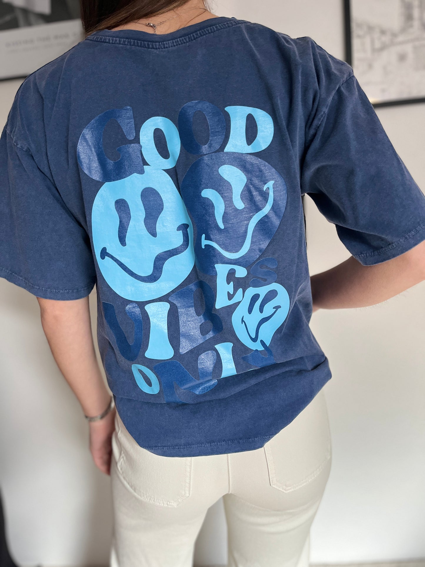 T-shirt bleu Good vibes