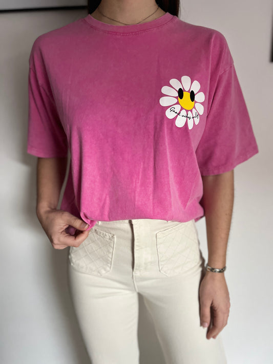 T-shirt Marguerite fushia