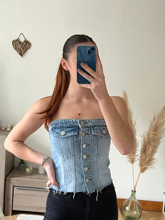 Top bustier en jean