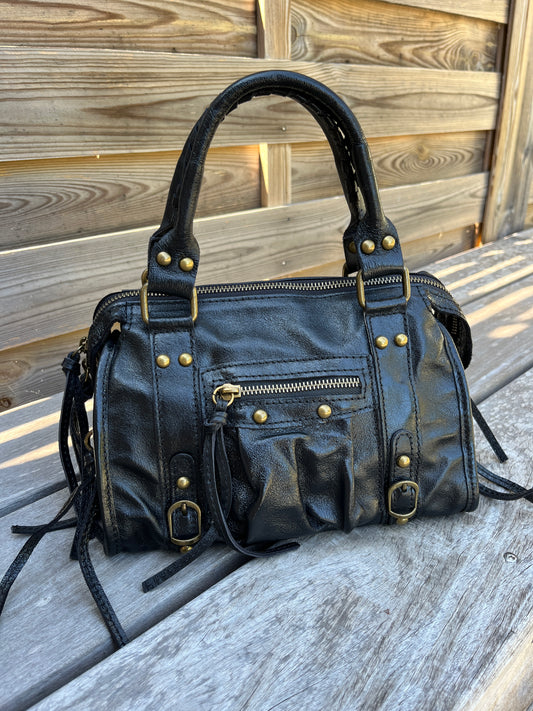 Sac à main irisé noir
